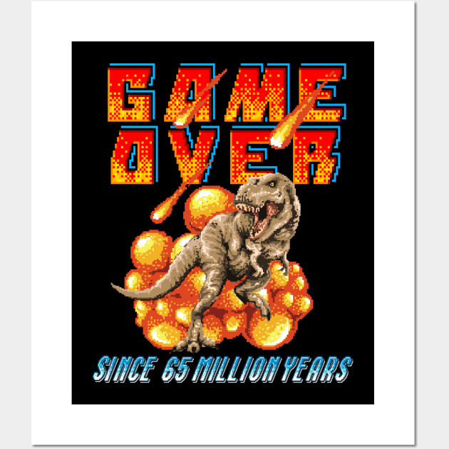 Game Over T-Rex Pixel Art Wall Art by Foxxy Merch